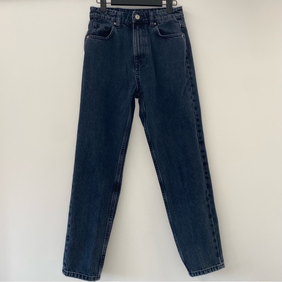Zara Classic Mom Fit Dark Indigo High Rise Jeans Size 4 - Picture 2 of 9